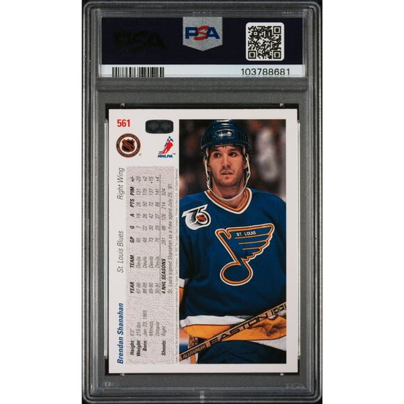 1991 Upper Deck #561 Brendan Shanahan PSA 9 Mint St. Louis Blues - Pop 2 - Picture 2 of 2